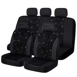 9-piece Diamond Black Car Seats Covers for 5 Seats