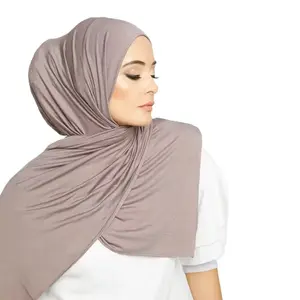 Paisley Soft Stretch Long Head Wrap Scarf for Women Big Size 80x180 Jersey Hijab Head Cover - Fashion Accessory for Muslim Women