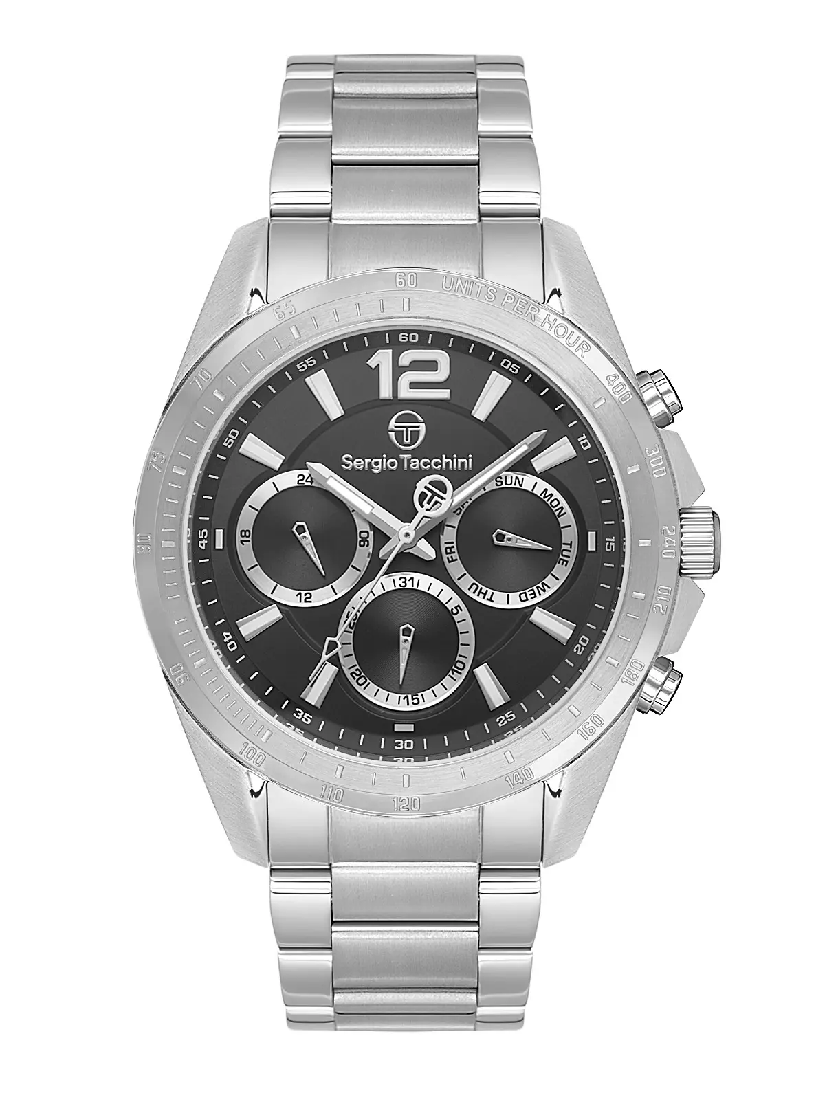 Sergio Tacchini Archivio Mens Metal Strap Watch - for Men with Stainless Steel Waterproof Quartz GMT Wrist Watch