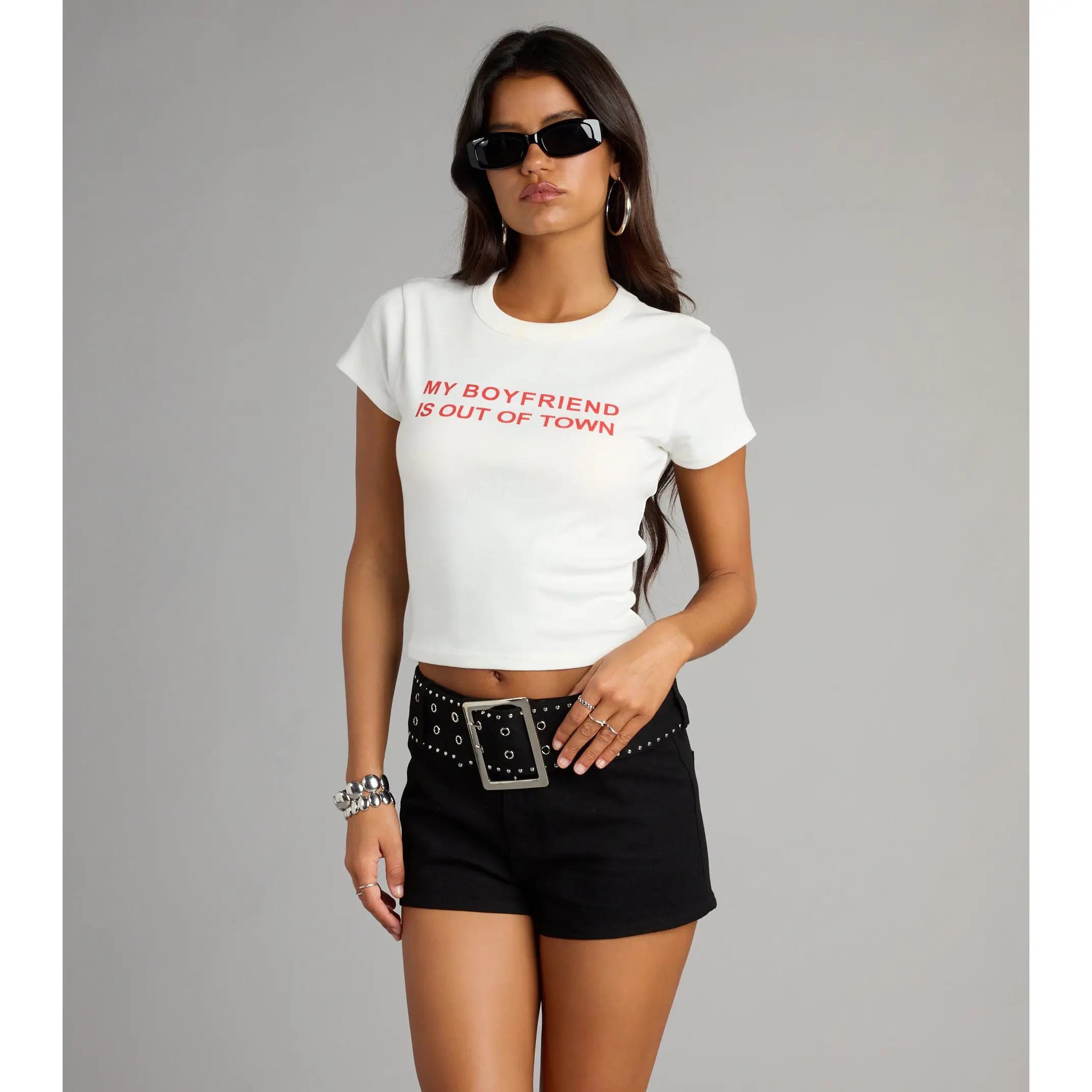 Rebel Edge Belted Denim Shorts