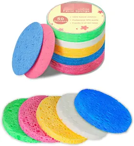 50-Count Compressed Facial Sponges for Daily Facial Cleansing and ,     Sponges for Makeup Remover, Multicolors
