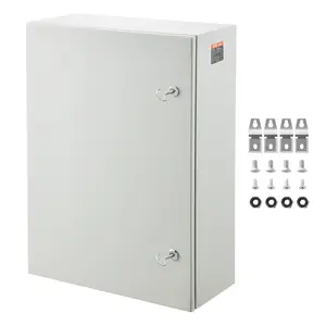 VEVOR Steel Electrical Box, 27.6 x 19.7 x 9.8 in, Cold Rolled Steel Electrical Enclosure Box, Wall-Mounted Outdoor Electronic Equipment Enclosure with Mounting Plate, Hinges, Lock, IP66 Waterproof