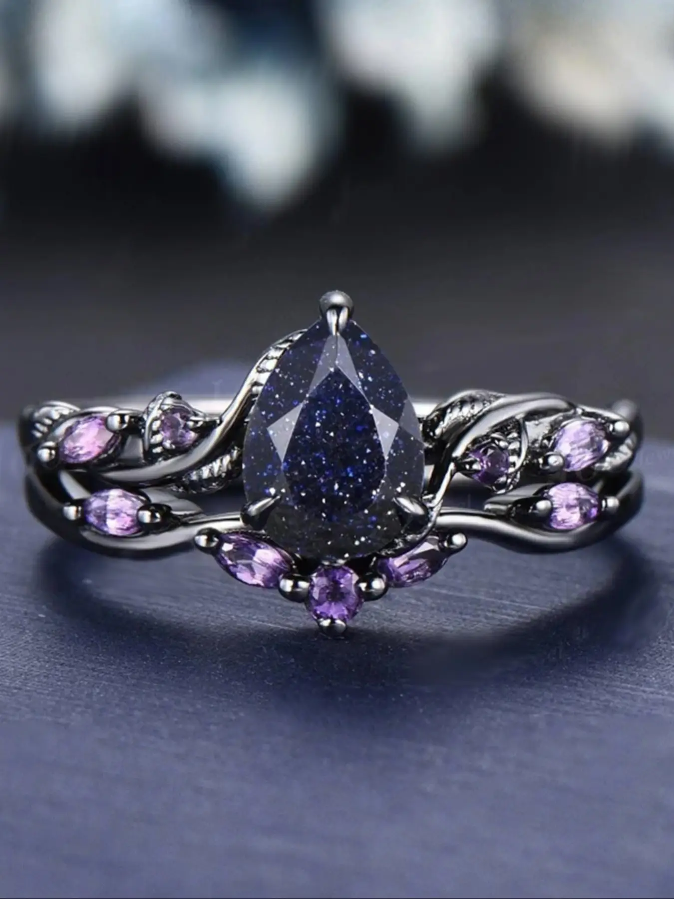 Elegant Water Drop Artificial Crystal Rings for Women, Unique Rings, Stackable Ring Set Bride Engagement Ring, Perfect Birthday Anniversary Gift, Dail