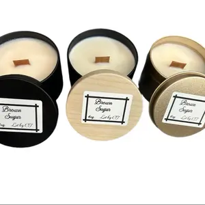 Scented Candle in Elegant Tin with Wooden Wick - Perfect for Home Decor and Aromatherapy