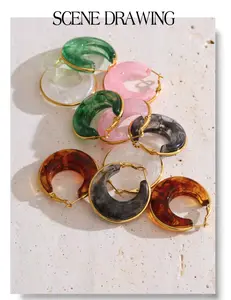 E294- Beautiful Acetate Acrylic Chunky Hoop Earrings! Colors!
