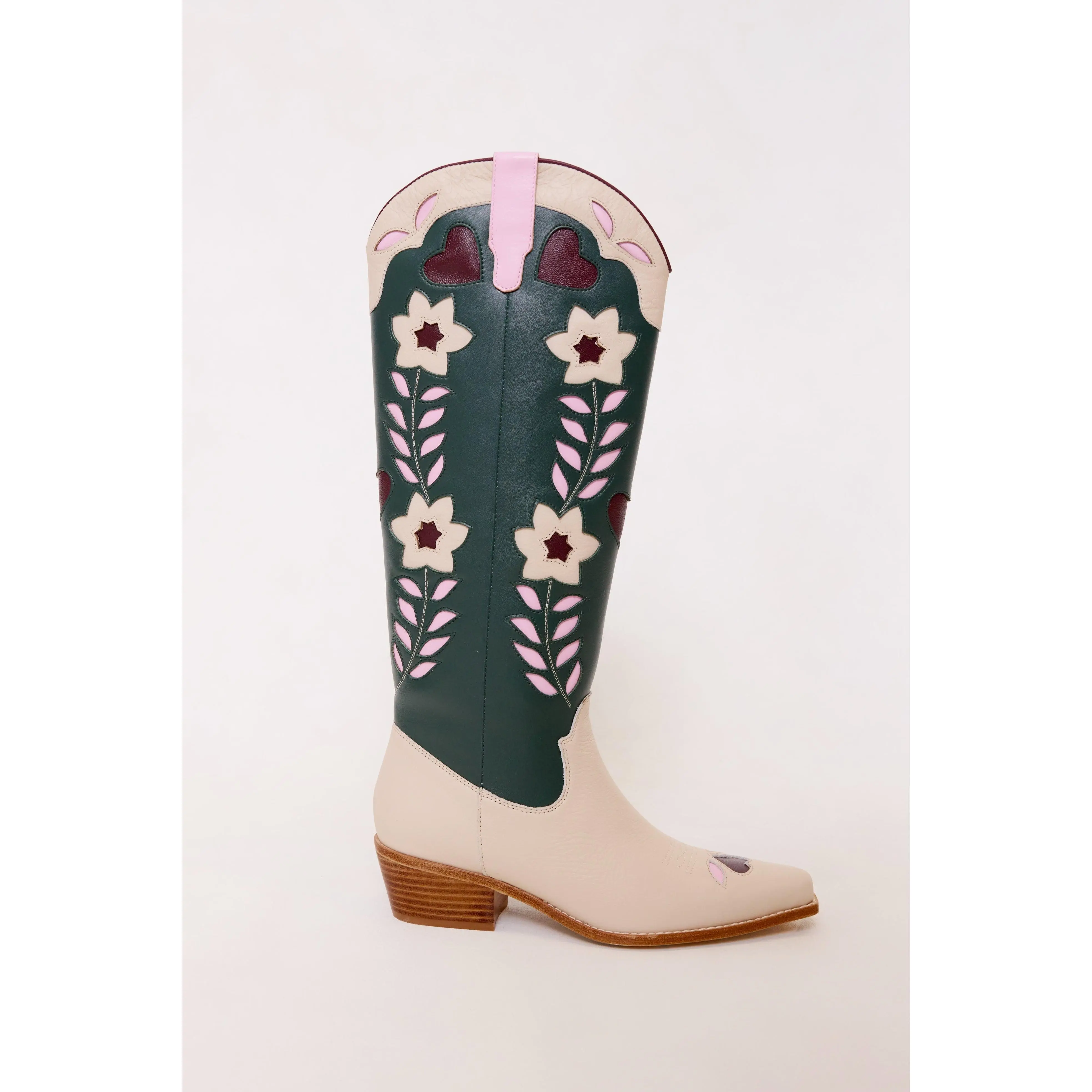 Dakota Boot in Green & Cream Dakota Boot in Green & Cream