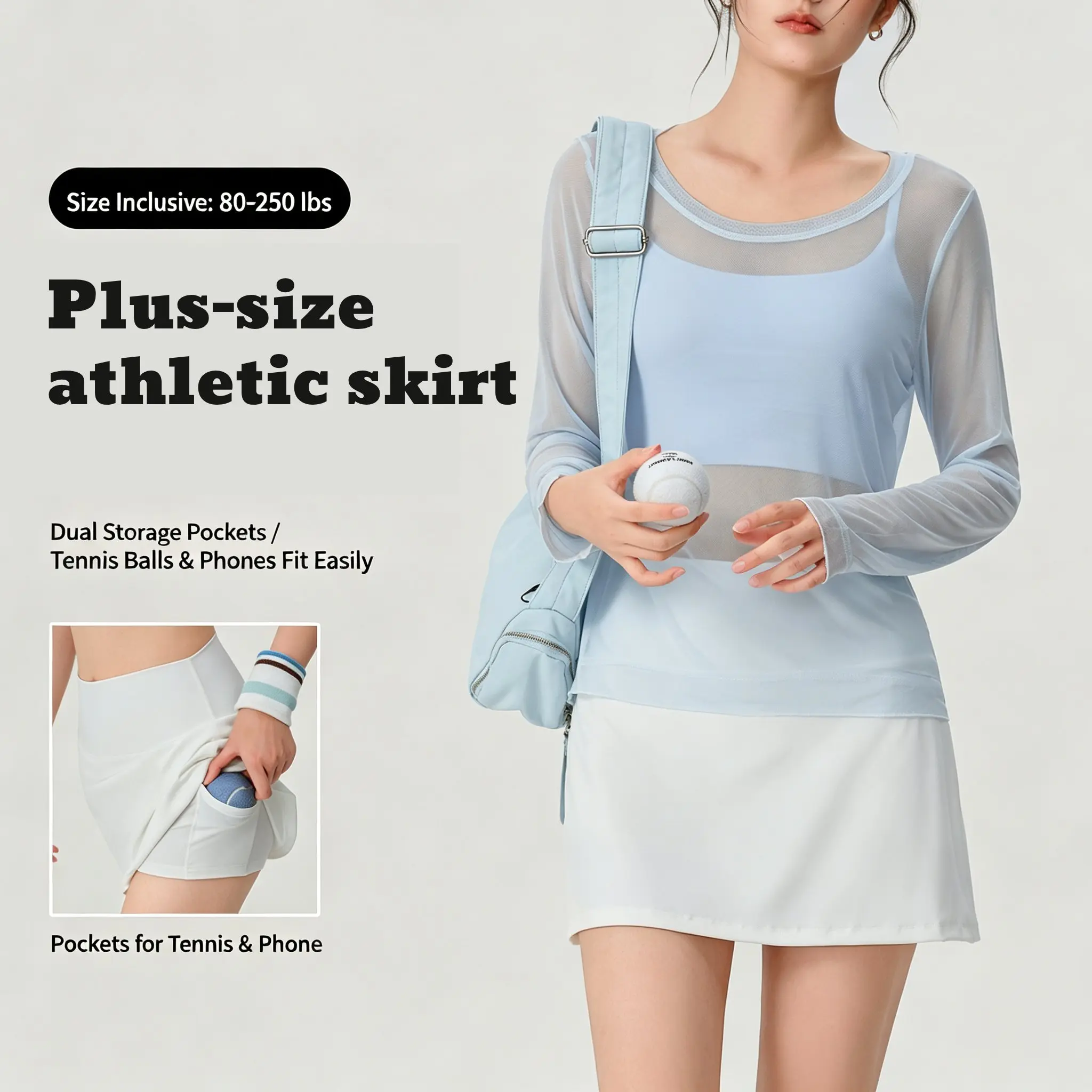 Women’s Plus Size Tennis Skirt with Pockets – Quick-Dry Athletic Golf Skirt for Yoga, Pilates, Running & Summer Workout，athletic skirt