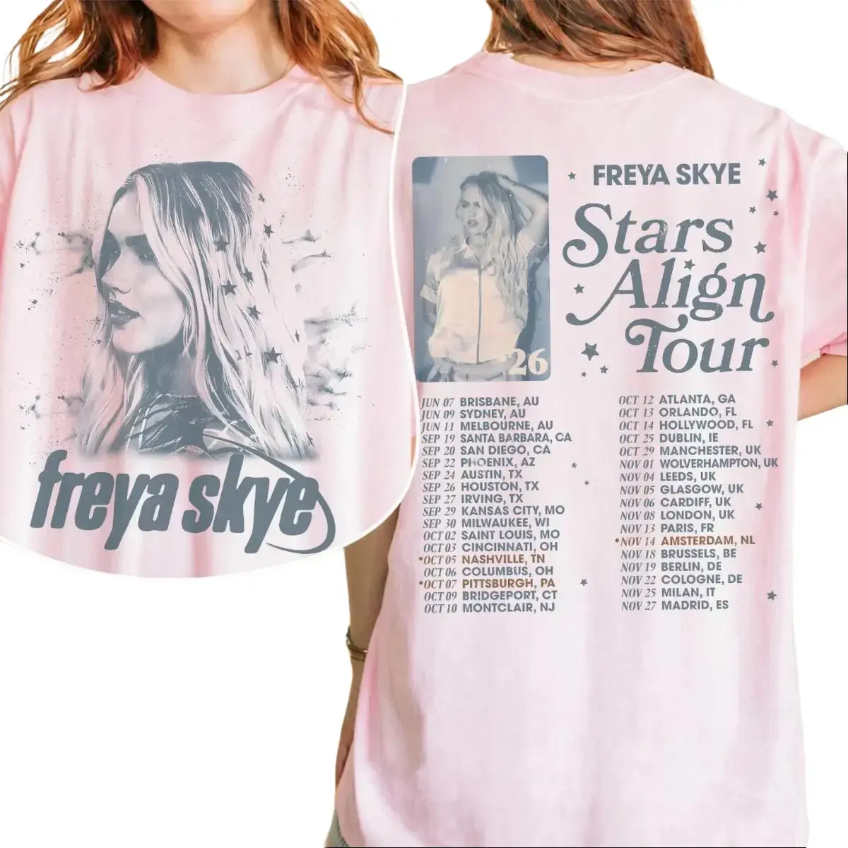 Freya Skye Stars Align Tour 2026 T-Shirt, Two-Sided Pop Music Concert Tee, Freya Skye Fan Gift