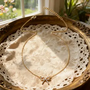 Women's Elegant Rhinestone Bowknot Pendant Necklace! Trendy Daily & Party Exquisite Gift Jewelry