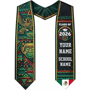 Personalized Catholic Mexican Graduation Stole Virgen Design, Custom Name Year School Religious Grad Sash Graduation Stole