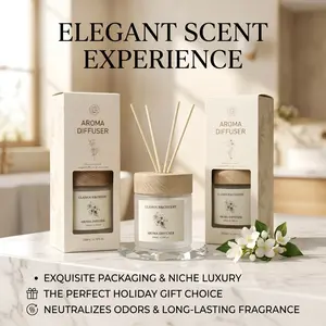 No Fire Diffuser Reeds 200ML, Natural Essential Oil Long-Lasting Scent, Nordic Minimalist Style, Home Office Air Freshener, Gift Box Included