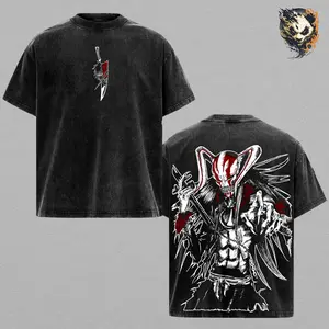 Ichigo Kurosaki Washed Tee – Bleach Anime Manga T-Shirt, Substitute Soul Reaper Shinigami Vintage Graphic, Unisex Oversized Streetwear, Gift for Bleach Fans