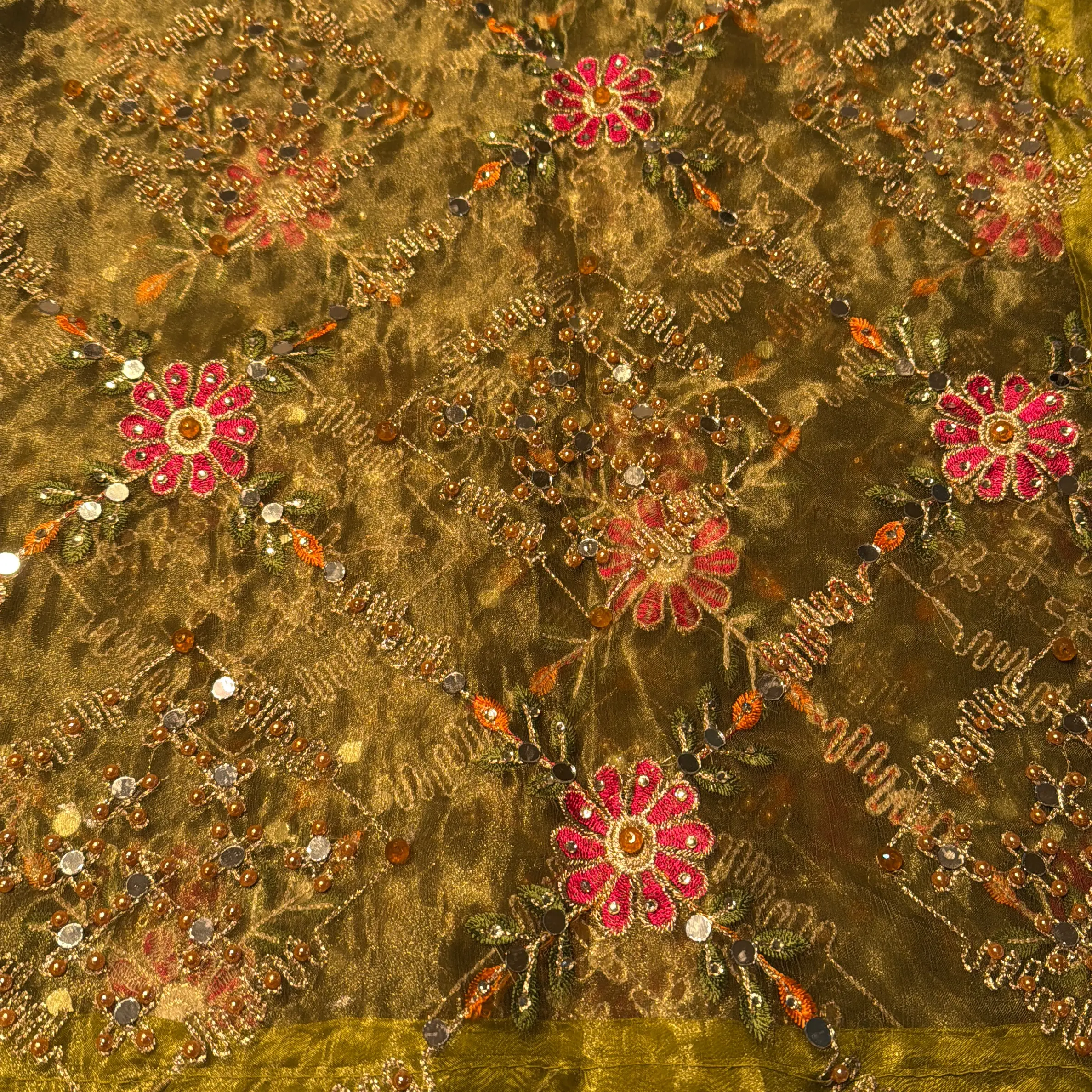 Festive Duppata Material Silk net With Stones & Mirrors