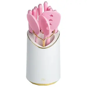 Paris Hilton 12 Piece Knife and Kitchen Utensil Set with Caddy, Pink Cookware