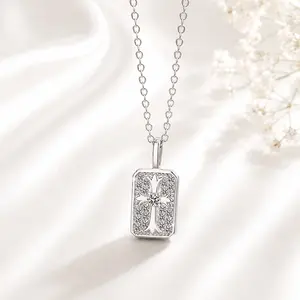 Rebecca Cross Hearts Moissanite Necklace S925 - Round Cut - Lore Jewelry