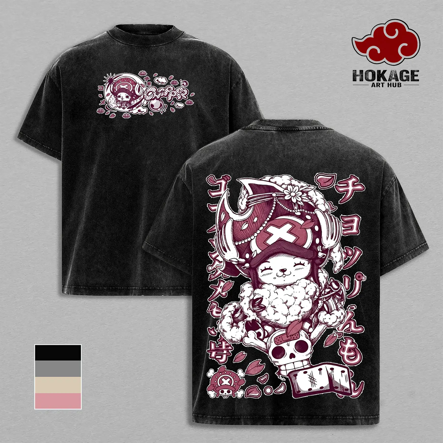Vintage Washed Tony Tony Chopper Graphic Tee - One Piece Anime T-Shirt | 100% Cotton 90s Streetwear Unisex Top | Cute Kawaii Manga Lover Gift | Casual Gym & Everyday Apparel for Otaku Fans | Retro Japanese Graphic Tees Tops Harajuku Style Y2K Shirt