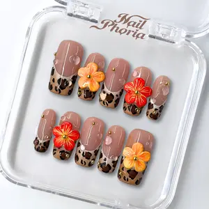 NailPhoria SUNSET SAFARI - Handmade Press-On Nails | Reusable, Salon-Quality, Long-Lasting, Glossy Design
