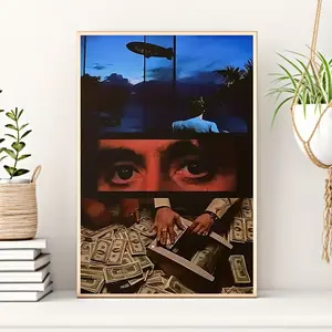 ​   1pc no frame painting Scarface canvas print poster classic gangster movie artwork mural decoration, unique creative wall art decoration, living room, bedroom, office, dining room, waterproof, print, artwork, perfect gift and decoration. ​