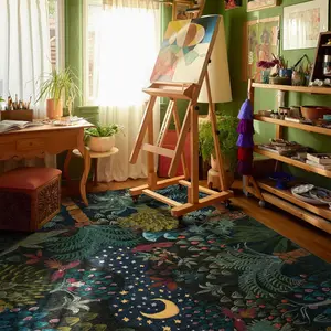 Plant Pattern Carpet, 1 Count Non-slip Soft Floor Mat, Washable Area Rug, Decorative Rug for Home Living Room Bedroom