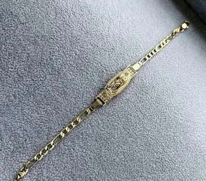 Golden Religious Virgin Mary Bracelet for Women, 18K Gold Plated Copper Material