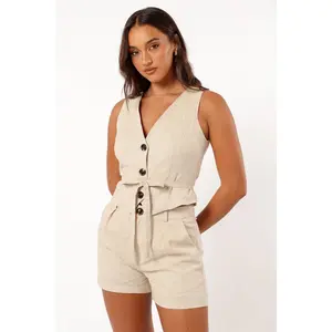 Allegra Linen Vest - Natural