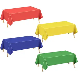 4 Pcs Red&Blue&Green&Gold Series 54x72" Rectangle Waterproof Spillproof Disposable Plastic Tablecloth Durable for Party Dining Buffet Picnic Outdoor Events