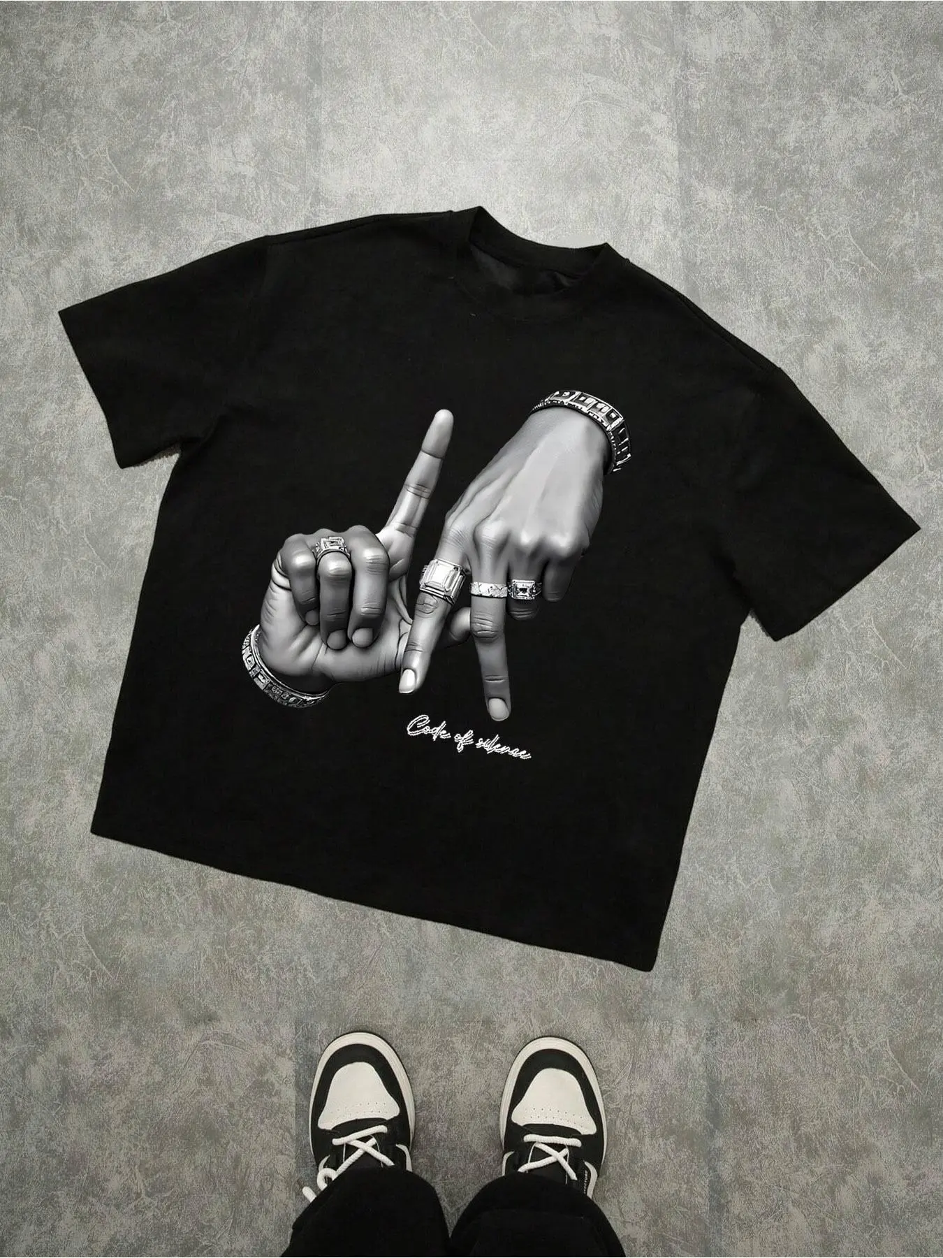 Men's Hand Gesture Print Round Neck Tee, Regular Fit Casual Short Sleeve Crew Neck T-shirt for Summer, Fashion Men's Top for Daily Wear, Casual Streetwear Looks