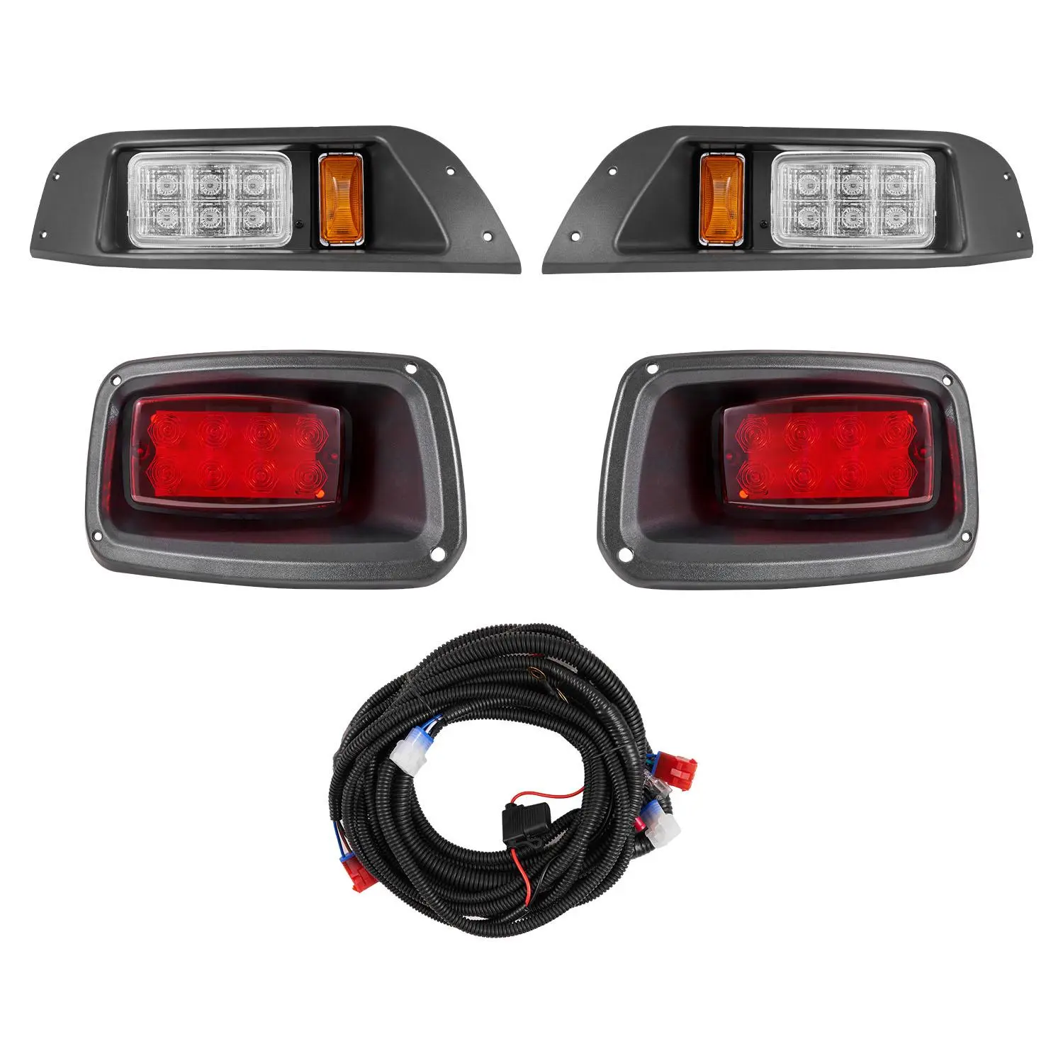 LED Headlight and Tail Light Kit for Club Car DS 1993-Up, 12V Waterproof Golf Cart Lights with Sealed ABS Housing, Plug and Play Complete Set, Led Car Lights