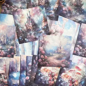 Dream Theme Decorative Paper, 30pcs Flower & Castle Pattern Decorative Paper, DIY Decorative Paper for Scrapbooking, Scrapbook Page, Journaling, Gift Wrapping