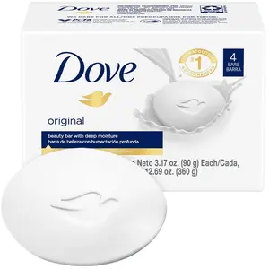 Dove Soap, Original Beauty Bar Pack (4 Soap Bars) – 3-in-1 Moisturizing Face, Body & Hand Soap