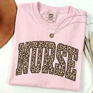 Comfort Colors Retro Leopard Nurse Shirt, Nurse T-Shirt, RN Shirt, Nursing School Shirt, Registered Nurse Shirt, Nurse Gift