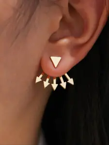 Geometric Triangle Arrow Design Ear Jacket, Ear Studs, Fashionable Ear Jewelry for Women, Trendy All-match & Exquisite Jewelry for Birthday Gift