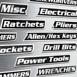 12/15/26-piece pack of magnetic toolbox labels, 3D printed toolbox labels, universal toolbox organizer accessories, reusable labels, suitable for steel toolboxes, trolleys, drawers, and cabinets.