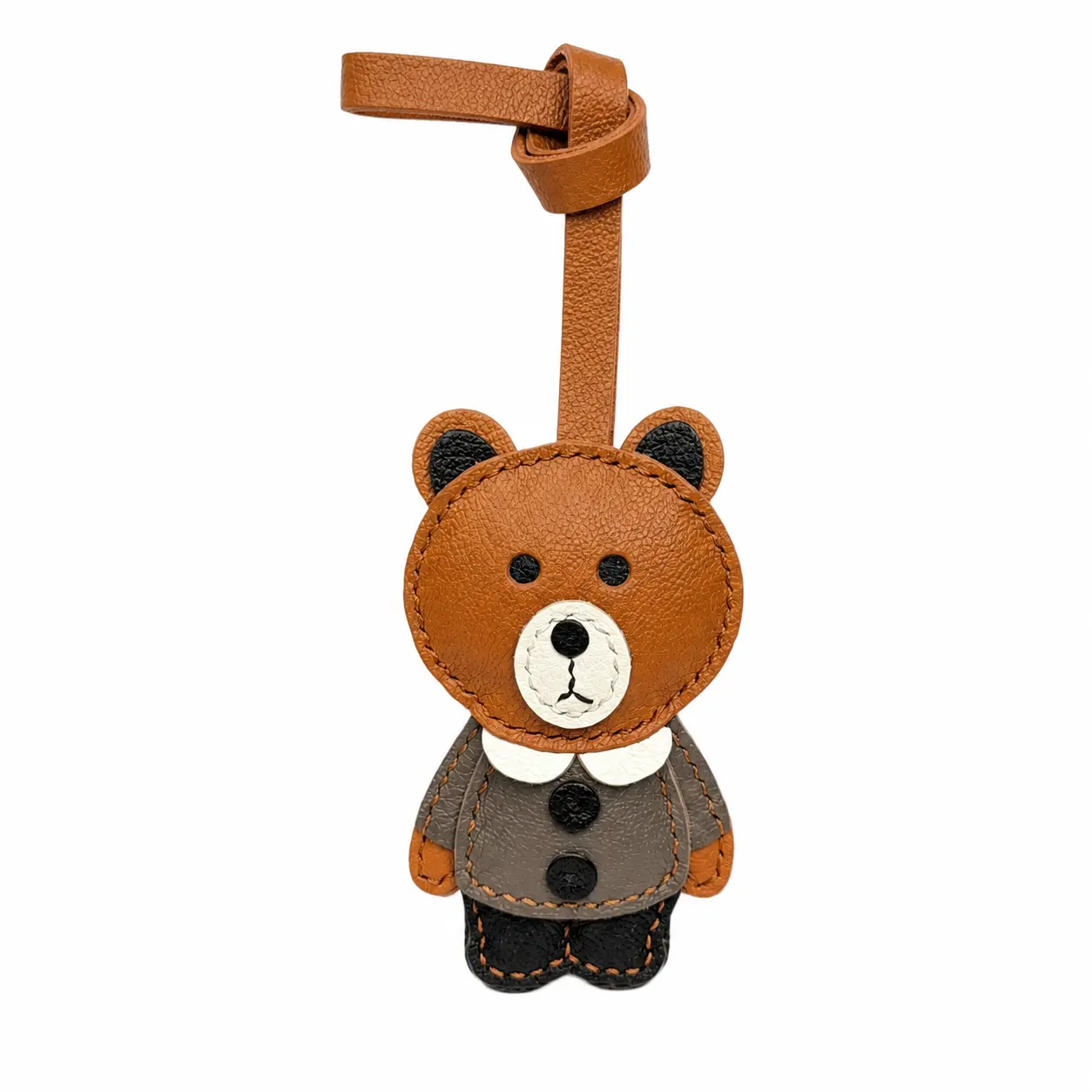 Leather Bag Charm Handmade Genuine Leather Cute Bear Pendant for Handbags Backpacks Gift for Women Girls