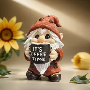 Dwarf coffee-drinking figurine, dwarf coffee-drinking resin handicraft figurine, home decoration, table small figurine