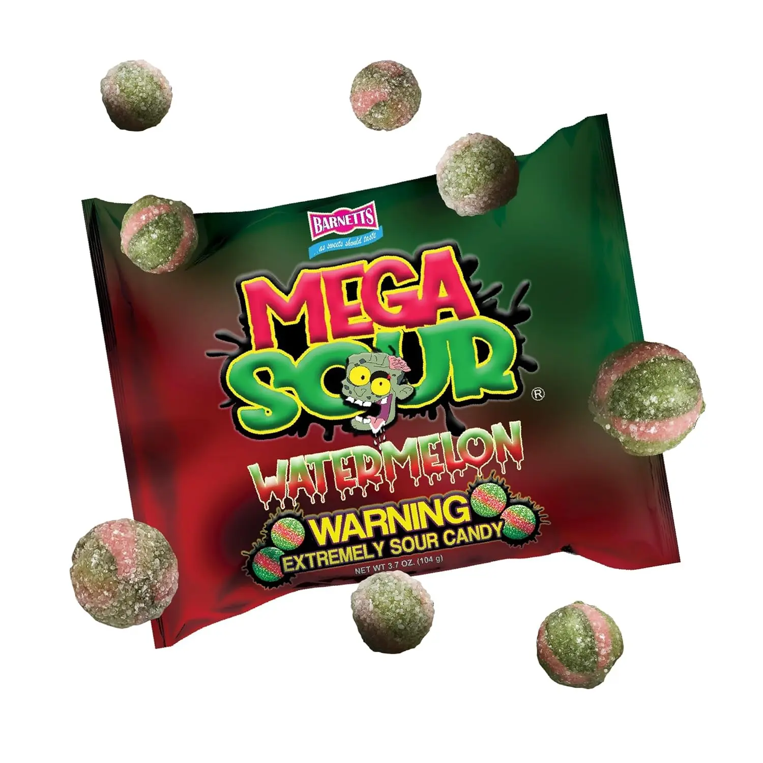 Barnetts Mega Sour Watermelon Candy 104g – Handmade British Hard Sweets – Extreme Sour Candy Challenge – Retro Party Bag & Gift Hamper Treats