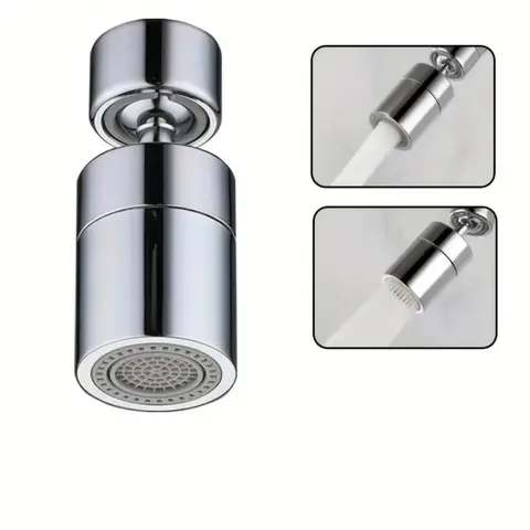 ABS Plastic Kitchen Faucet Aerator (1 Piece, Brand New) - 66x27mm, 24mm Male Thread, 360-Degree Swivel, Chrome Pull-Down Spray Head, 1.8GPM Dual Flow Modes (Bubble Rinse Included), Anti-Splash Adjustable, Water-Saving Sink Accessory With Installation Tool