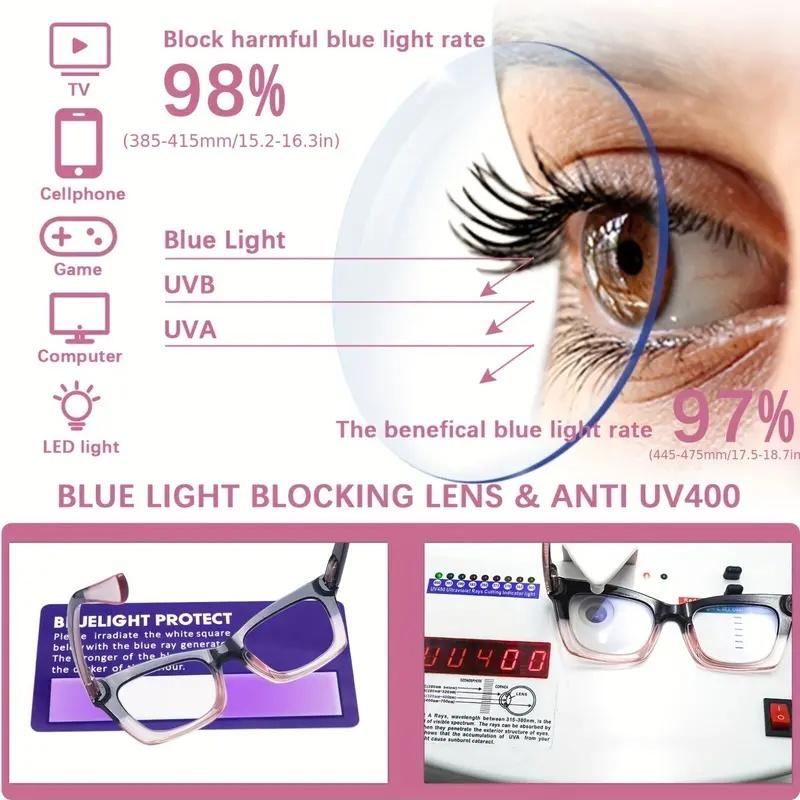Fashionable Women's Reading Glasses Blue Light Blocking Computer Square