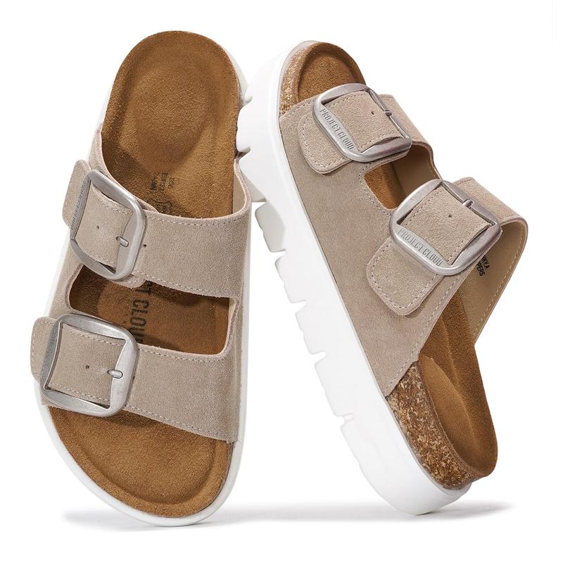 Project Cloud Women's | Genuine Leather Platform Sandals | ProjectPlush | Non-Slip - Greece Chunky