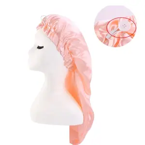 Queenz Den Silky Satin Bonnet with Button Closure for Women's Long Hair