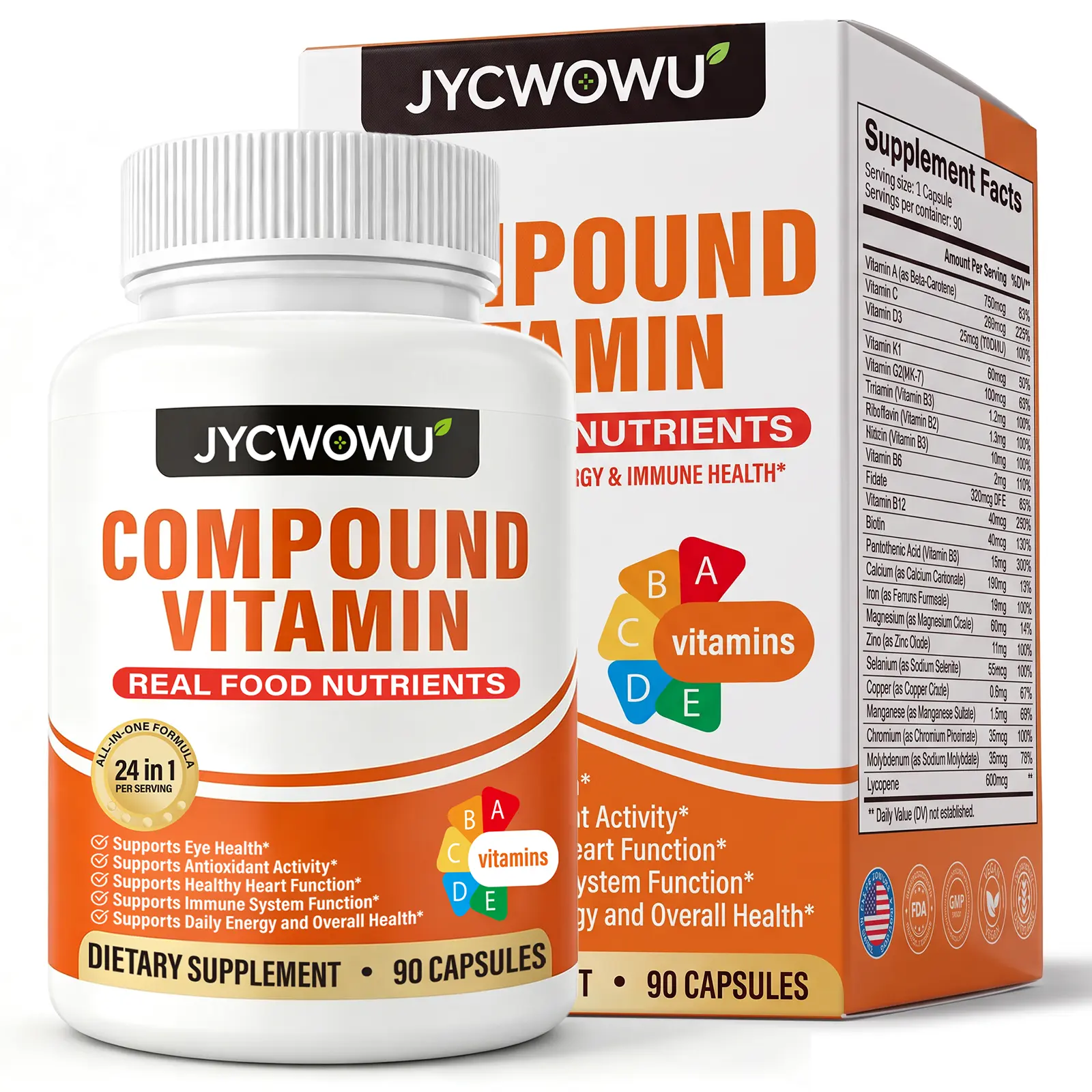 Daily Multivitamin for Men & Women: 24-in-1 Multi Vitamin Mineral Supplement with B-Complex, Vitamin C, D3 & Zinc for Immune Support & Energy Boost, 90 Capsules