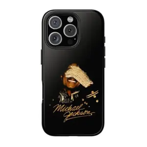 Michael Jackson Tough Phone Case with Iconic Glove Pose & Gold Signature - 2D Design Suitable for iPhone 17-11 Pro Max/Plus and  Samsung Galaxy S23-25 - Impact Resistant Polycarbonate & TPU Lining - Protective Phone Cover