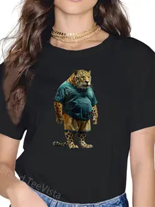 100% Cotton Fat Jaguar T-Shirt women's graphic tees