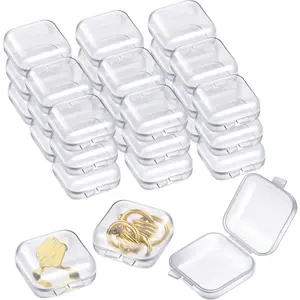 100 Pack Mini Clear Jewelry Box Earring Organizers with Hinged Lid Small Plastic Storage Box for Earrings Chains