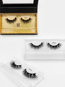 3D False Eyelashes, 1 Pair Wispy Full Volume Natural Cruelty Free Fluffy Curly Eyelash Set, Honey - 15 mm