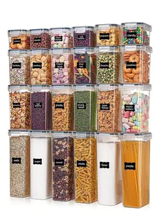 48pcs Airtight Food Storage Containers, Free Plastic Spaghetti Containers With Easy Lock Lids, For Kitchen Pantry Organization And Storage, Include LabelsHome Decor, Party Storage, Christmas Storage, New Year Storage