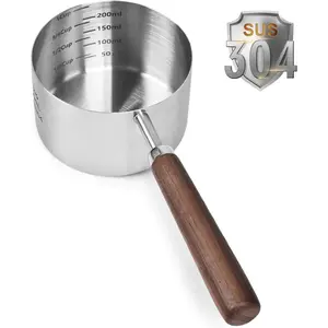 Dog Cat Food Scoop Measuring Cup - 304 Stainless Steel Material, 1 Cup Capacity, Precision Scale Measurements for Pet Food