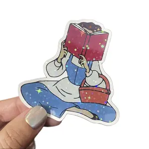 Belle Reading Sticker for Book Lovers - Handmade Water Bottle, Laptop, and Luggage Sticker Vinyl | Bookish Merch bookworm gift lover