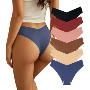 Women Seamless Underwear Soft No Show Stretch Bikini Invisibles Hipster V Cut Panties 6 Womenswear Fit Lingerie Basic Minimalist Big Breathable Briefs