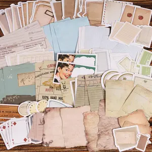 42-45pieces Writeable Self-adhesive Aesthetic Scrapbook Label Sticker Pack, DIY Vintage Decals for Collage Decoration, Scrapbooking Supplies, Portable Notes, Decoration Label, Diary Accessories, Scrapbook Artists, Travel Notebooks Accessories